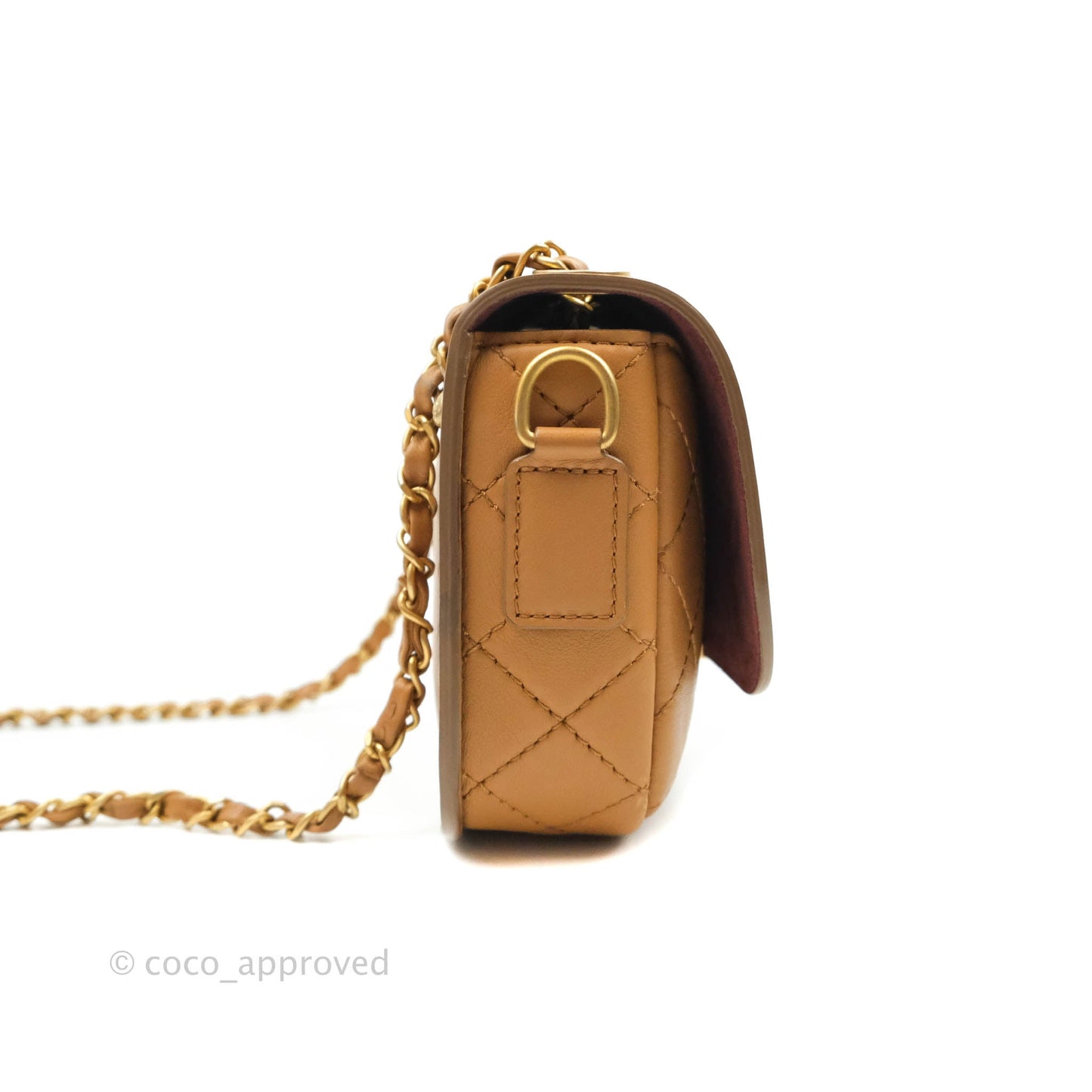 Chanel Quilted Flap With Coin Purse Caramel Calfskin Aged Gold Hardware 19K