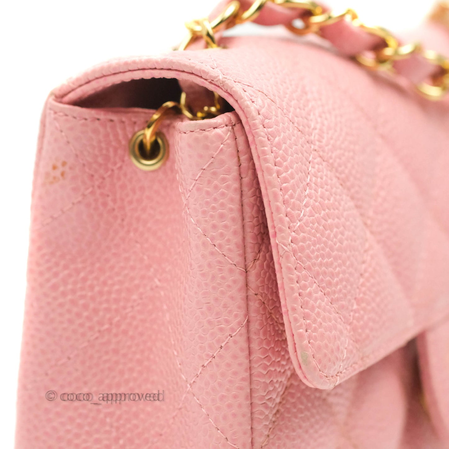 Chanel Vintage Quilted Mini Square Flap Pink Caviar 24K Gold Hardware