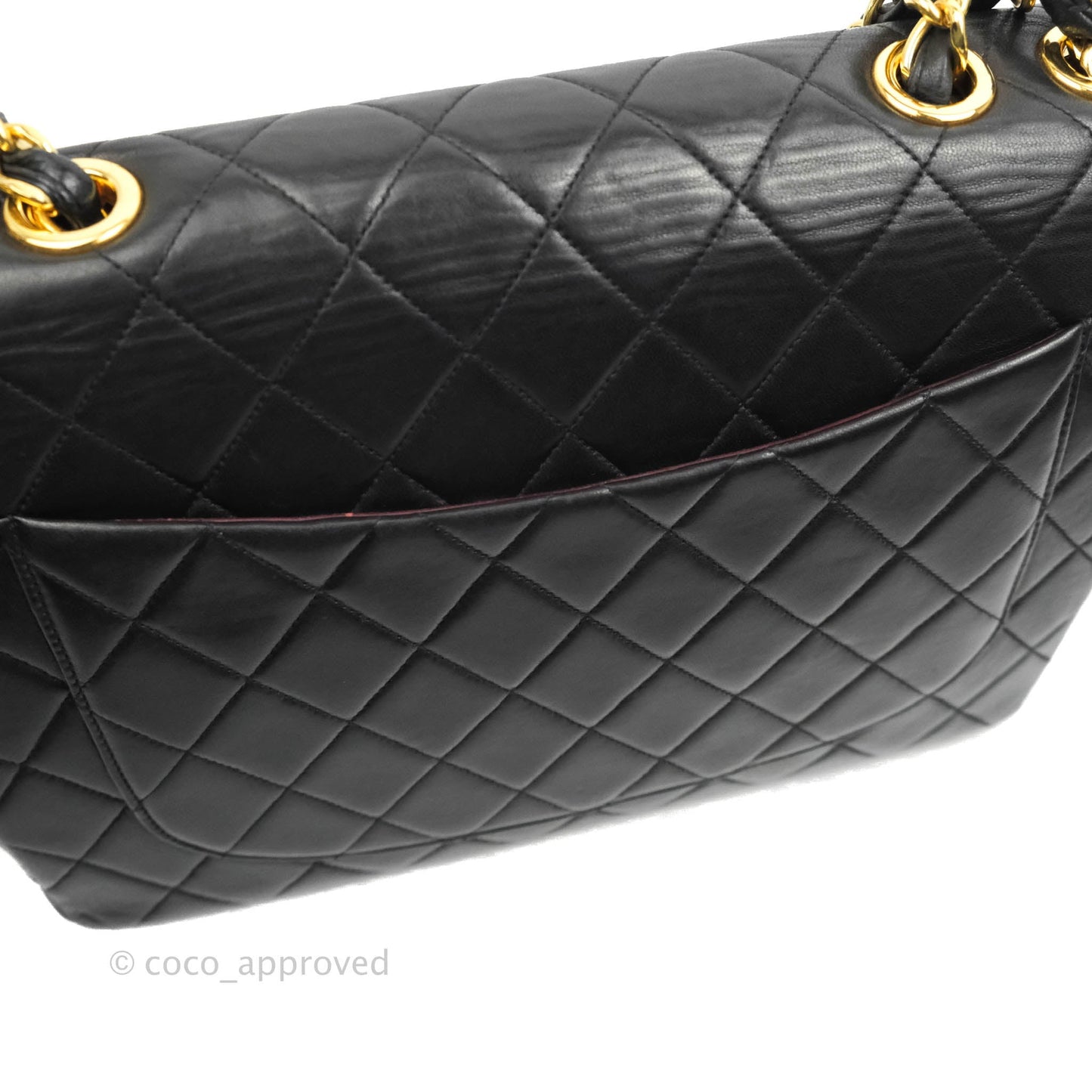 Chanel Vintage Jumbo Single Flap Black Lambskin 24K Gold Hardware