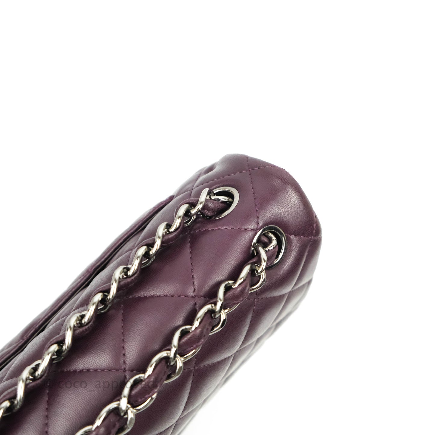 Chanel Quilted Jumbo Double Flap Plum Lambskin Gun Metal