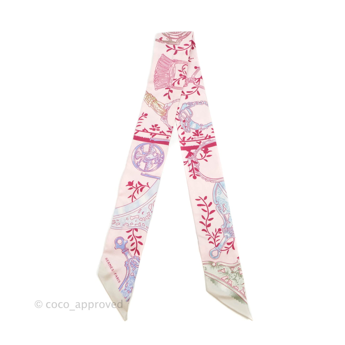 Hermès Silk Twilly Light Pink Blue