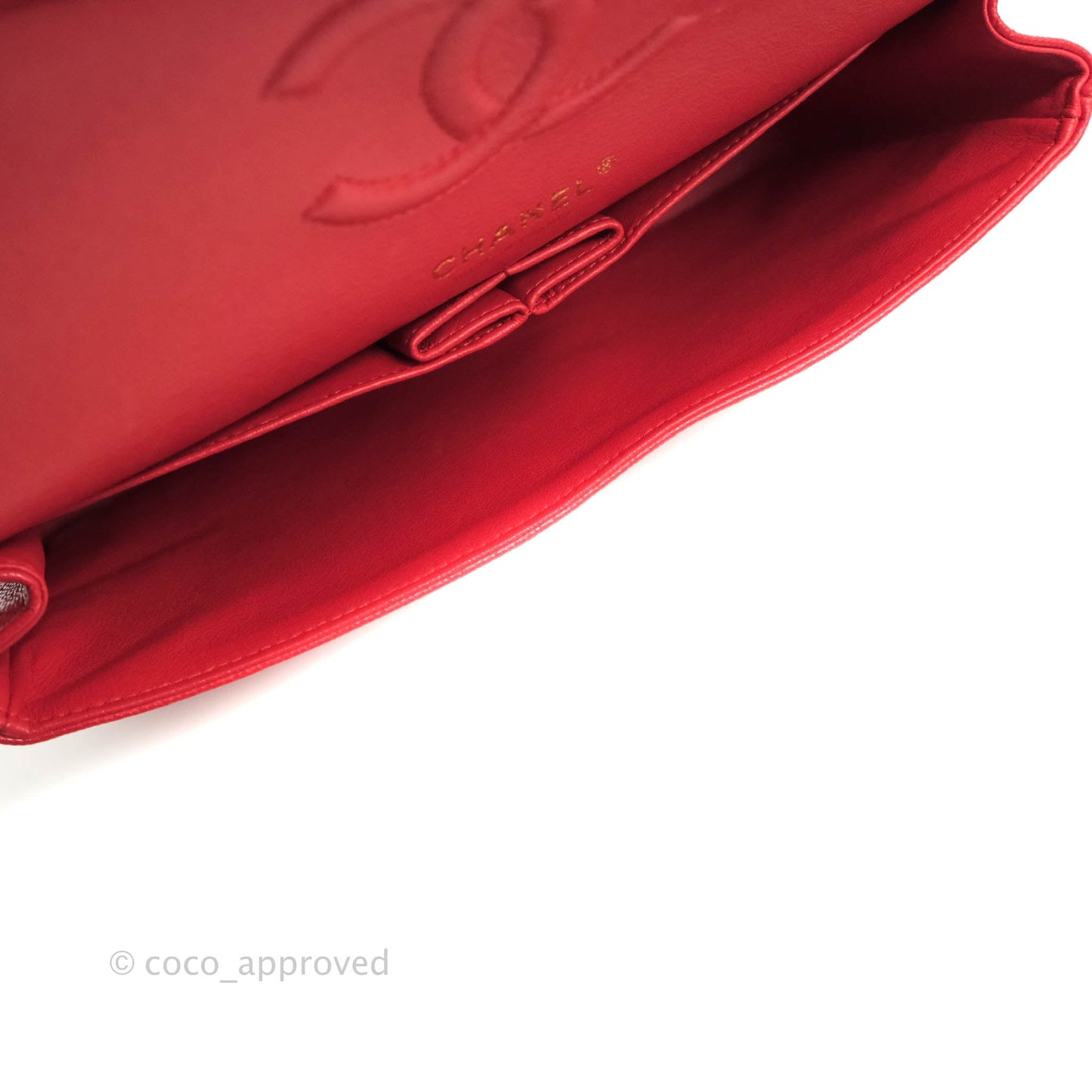 Chanel Classic M/L Medium Double Flap Chilli Red Caviar Gold Hardware 19C