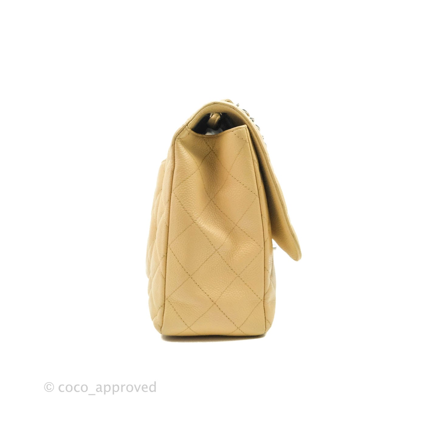 Chanel Jumbo Single Flap Beige Caviar Silver Hardware