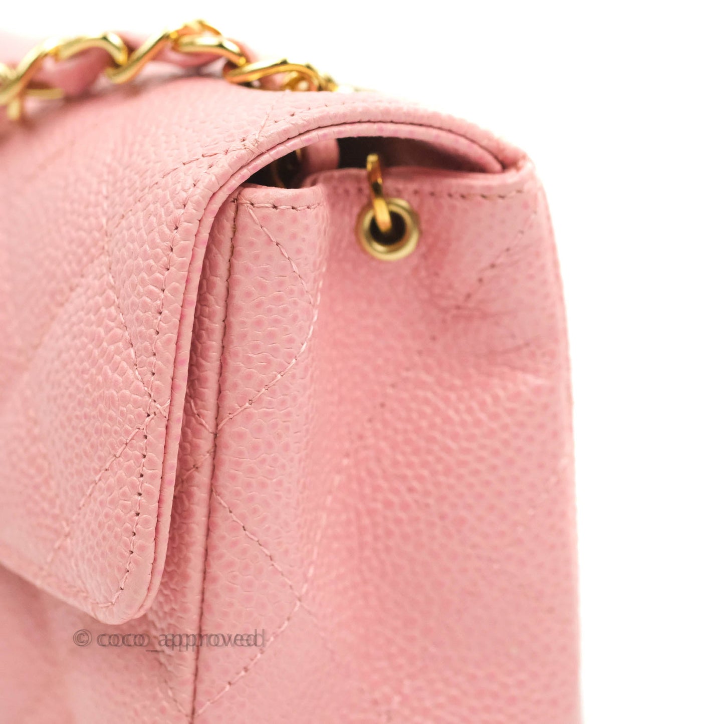 Chanel Vintage Quilted Mini Square Flap Pink Caviar 24K Gold Hardware