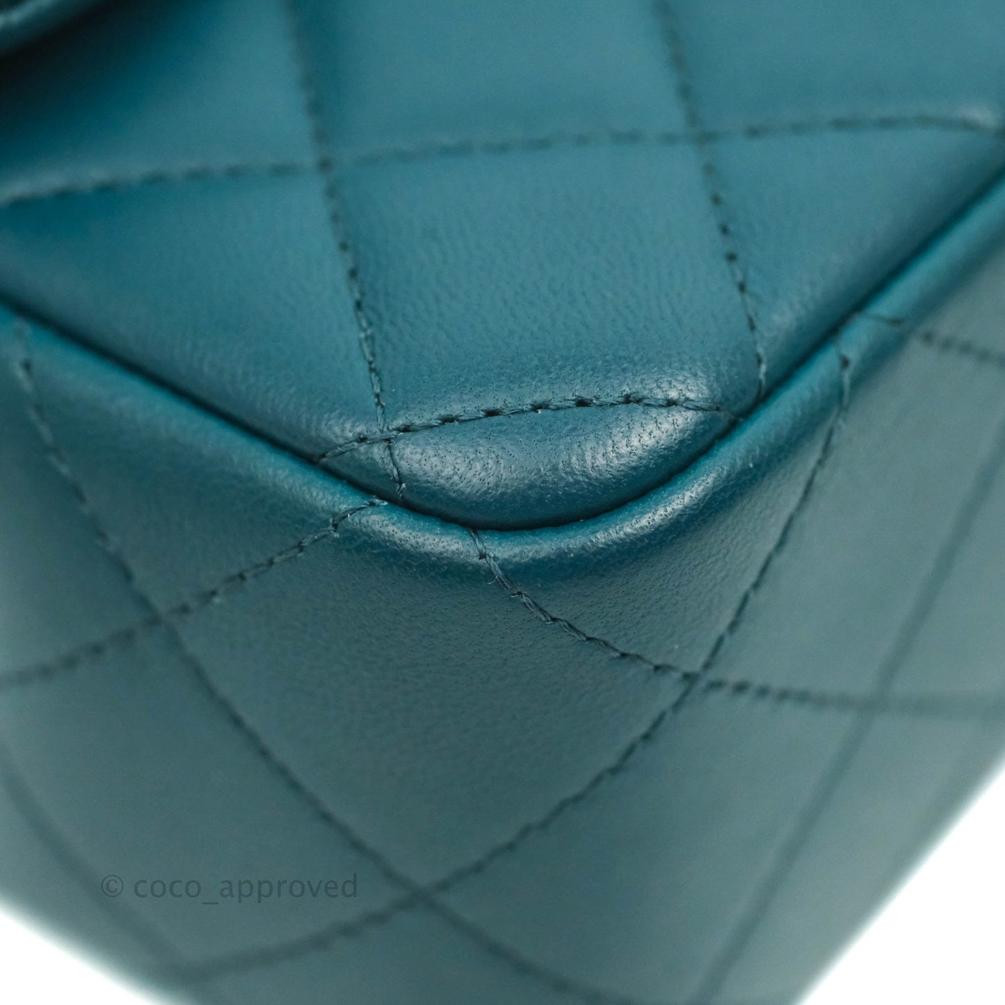 Chanel Classic Mini Rectangular Flap Teal Lambskin Silver Hardware