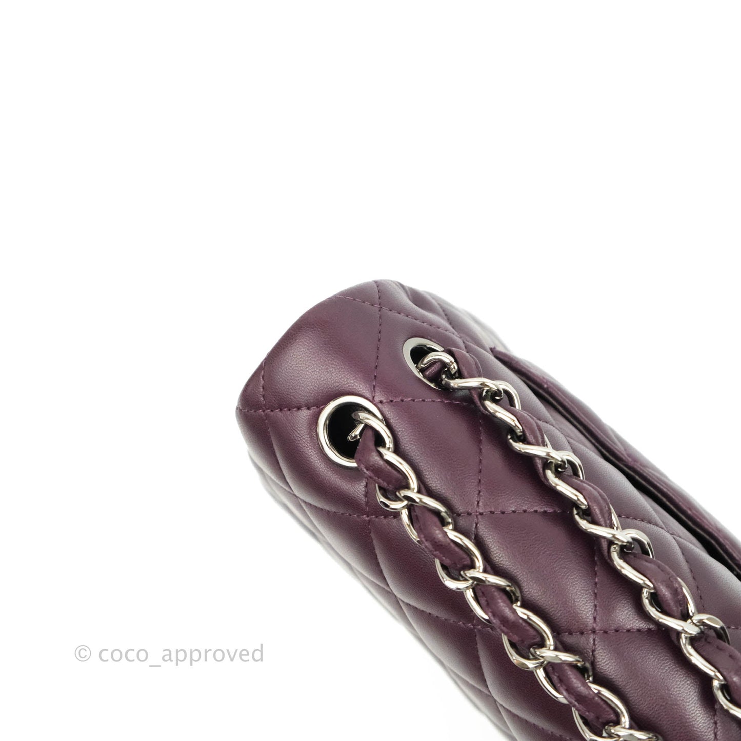 Chanel Quilted Jumbo Double Flap Plum Lambskin Gun Metal