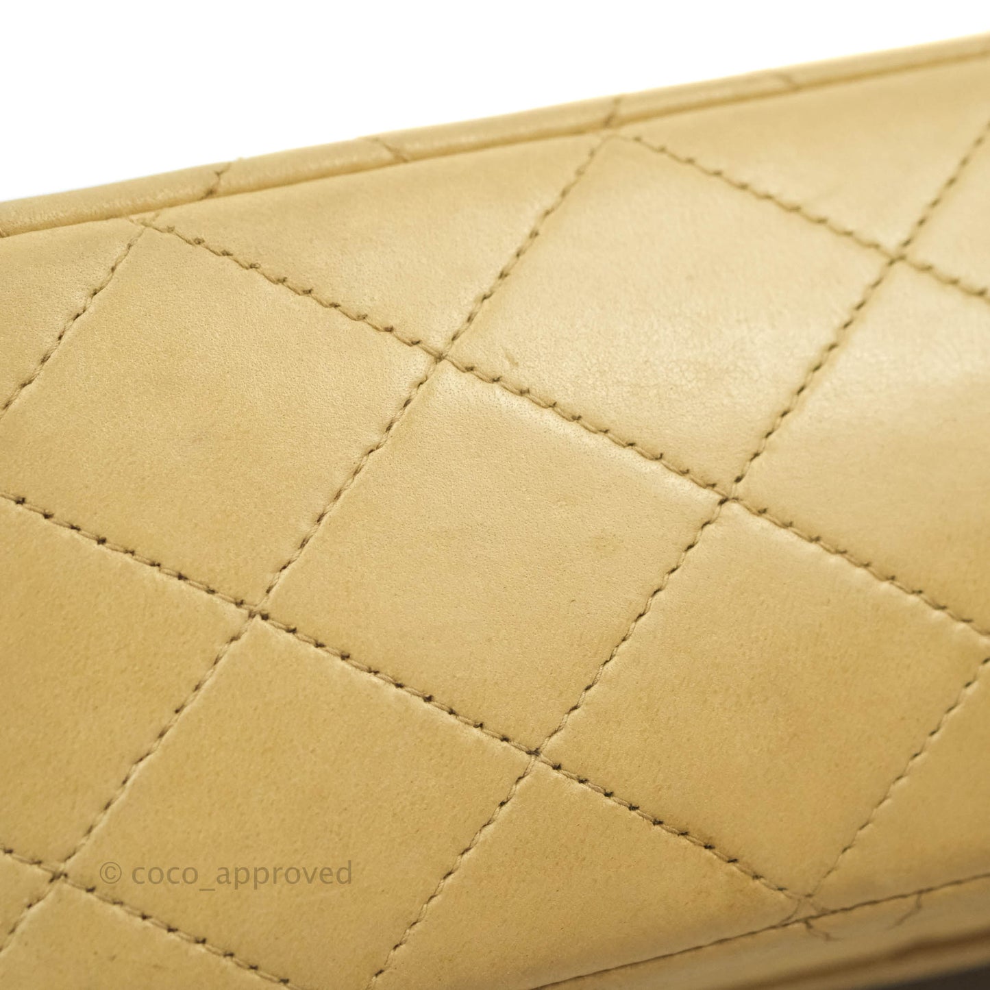 Chanel Vintage Classic M/L Medium Double Flap Bag Beige Lambskin 24K Gold Hardware