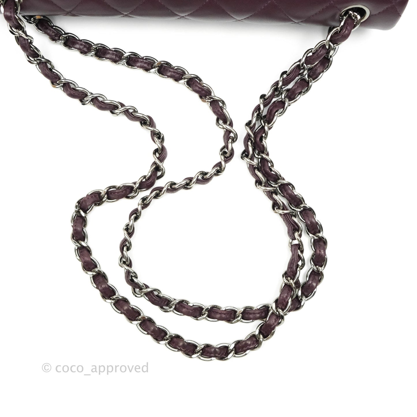 Chanel Quilted Jumbo Double Flap Plum Lambskin Gun Metal