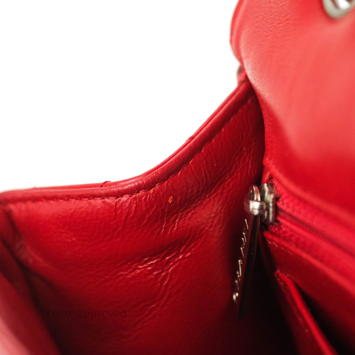 Chanel Quilted Jumbo Red Patent Silver Hardware 10C