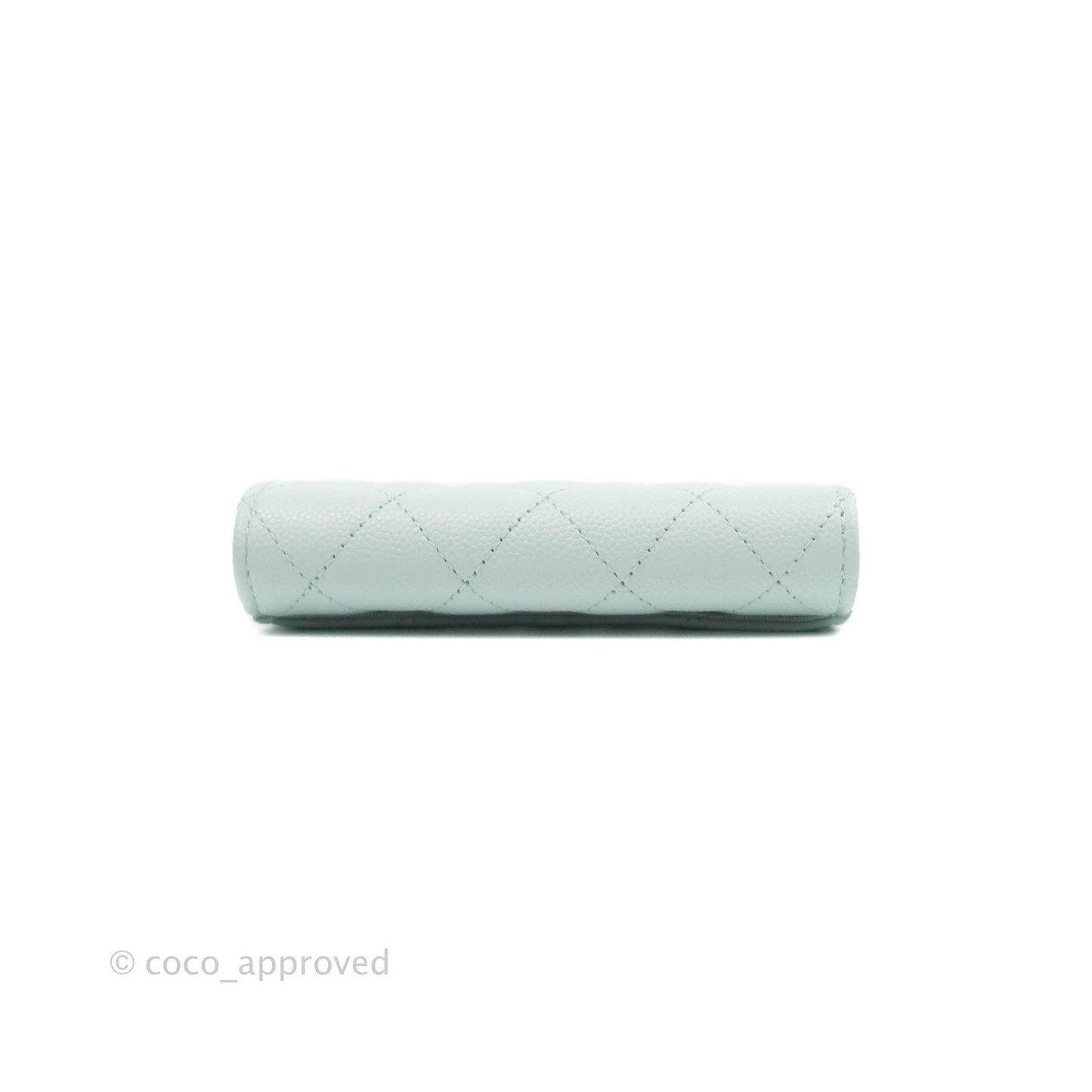 Chanel Quilted Classic Flap Card Holder Pale Mint Caviar Silver Hardware
