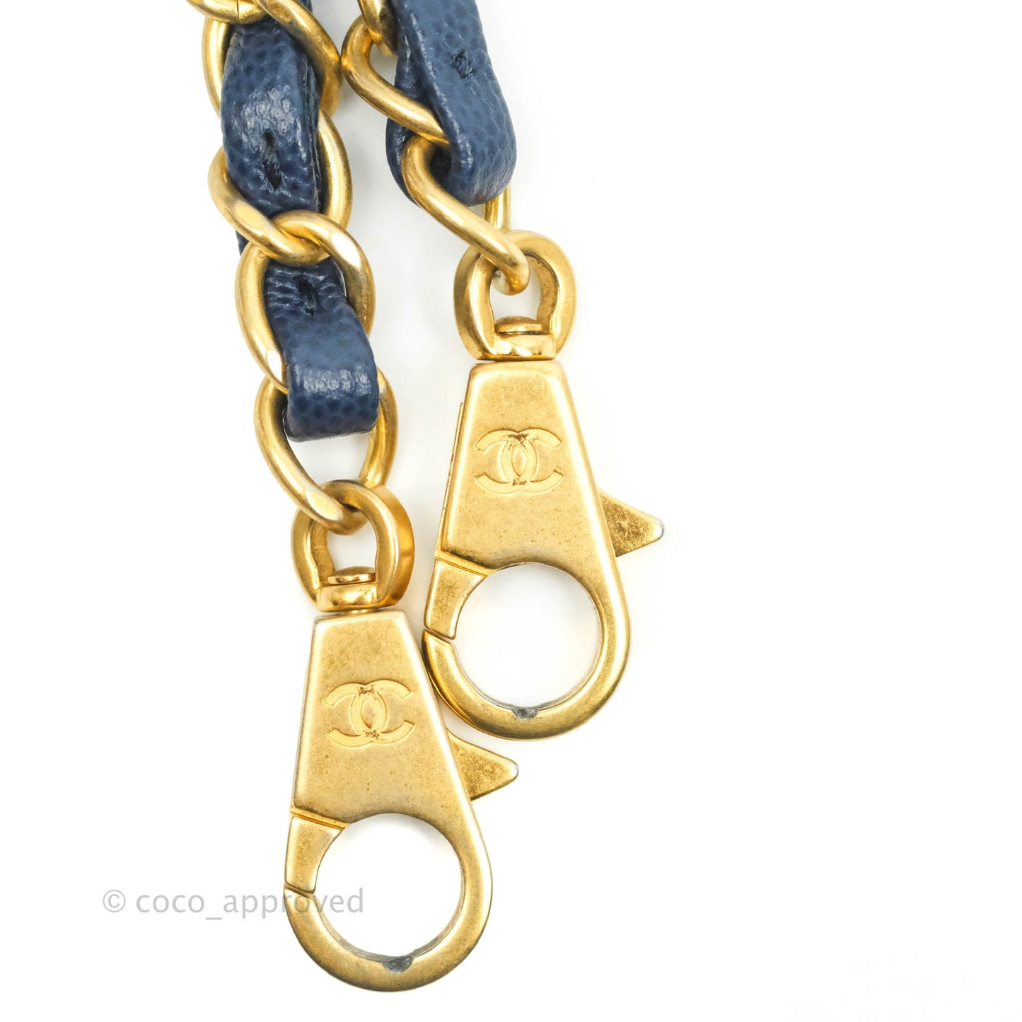 Chanel Medium (Small) Coco Handle Quilted Navy Caviar Lizard Handle Gold Hardware