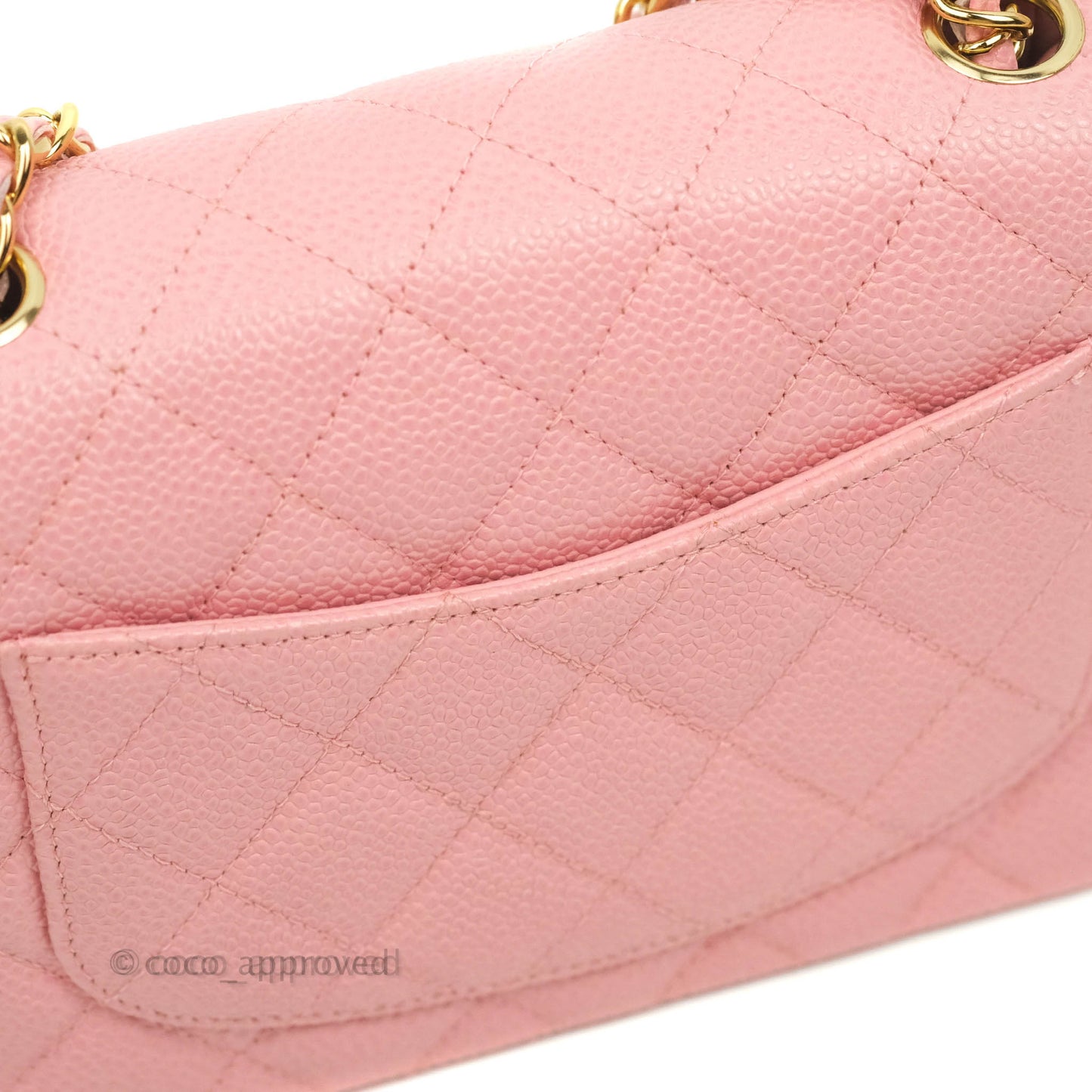 Chanel Vintage Quilted Mini Square Flap Pink Caviar 24K Gold Hardware
