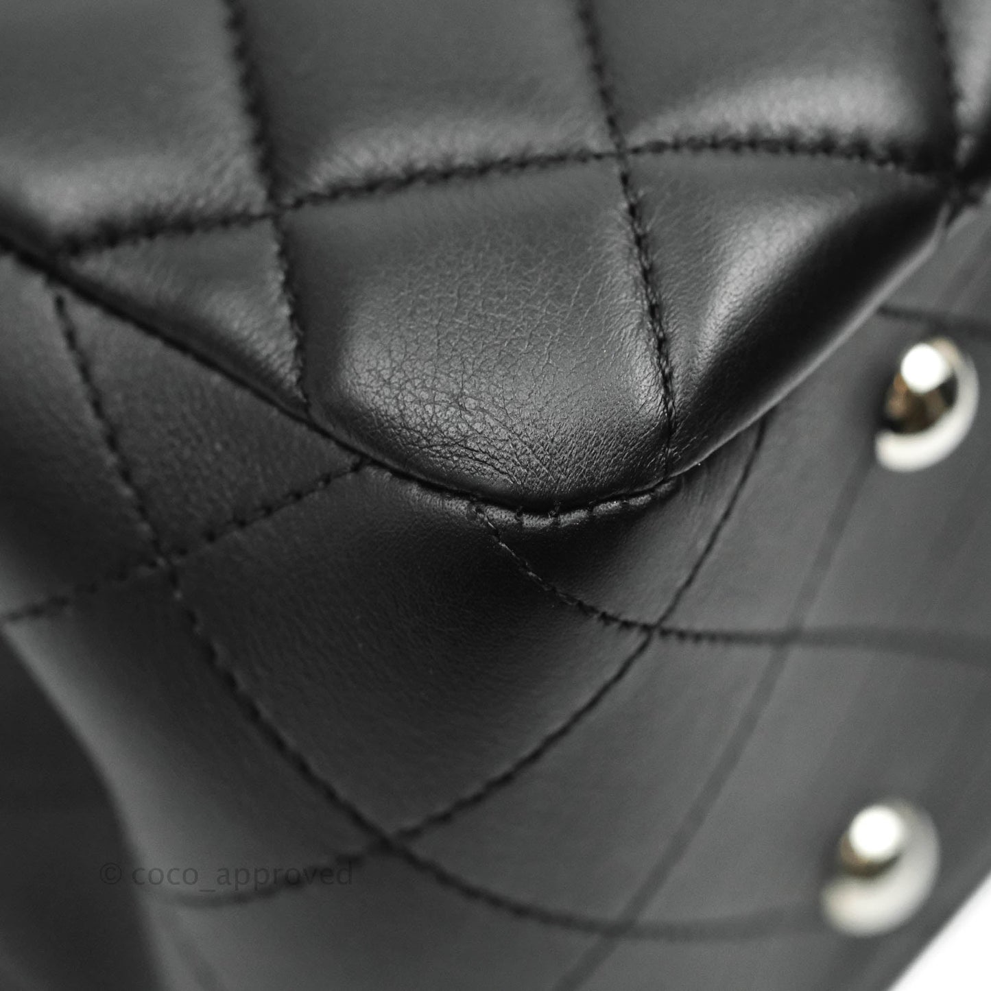 Chanel Classic Quilted Black Calfskin Shopping Bag Silver Hardware