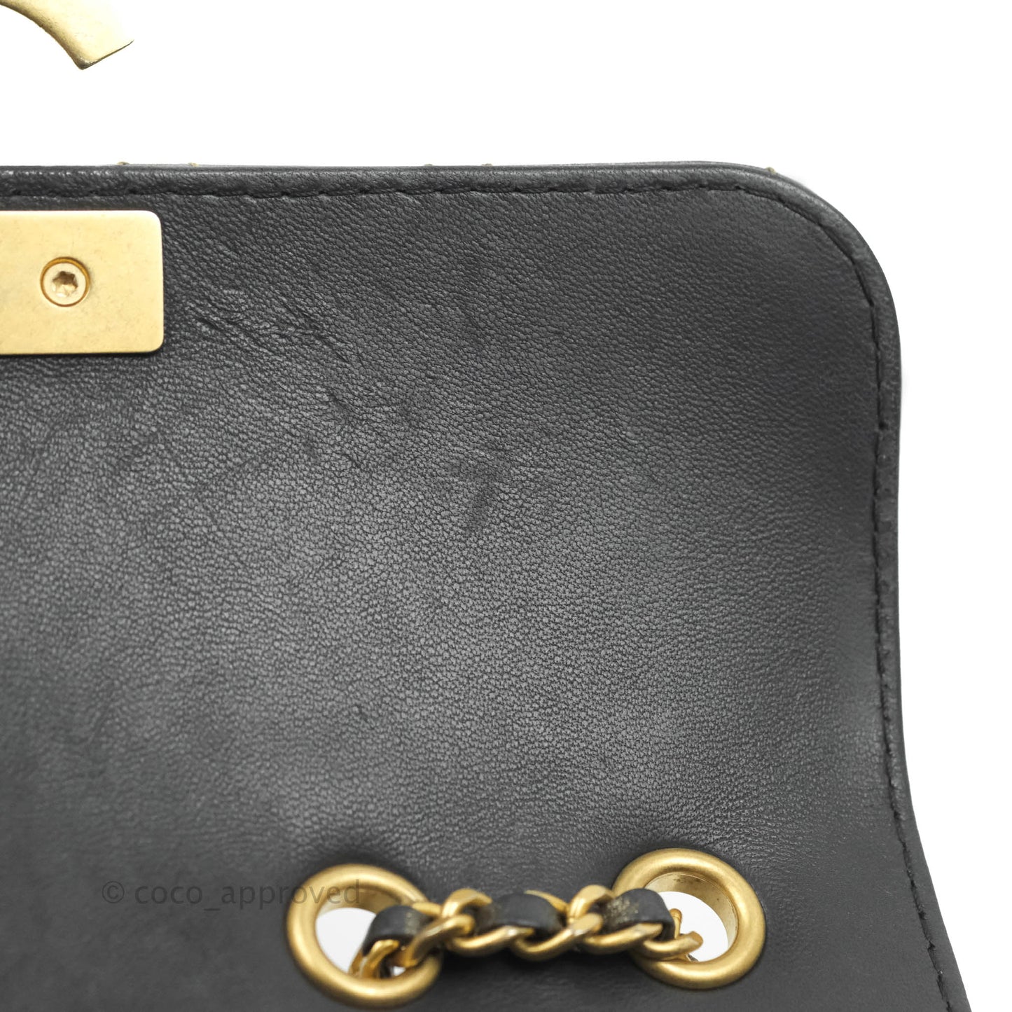 Chanel Small Enamel CC Flap Bag Quilted Iridescent Grey Lambskin Aged Gold Hardware