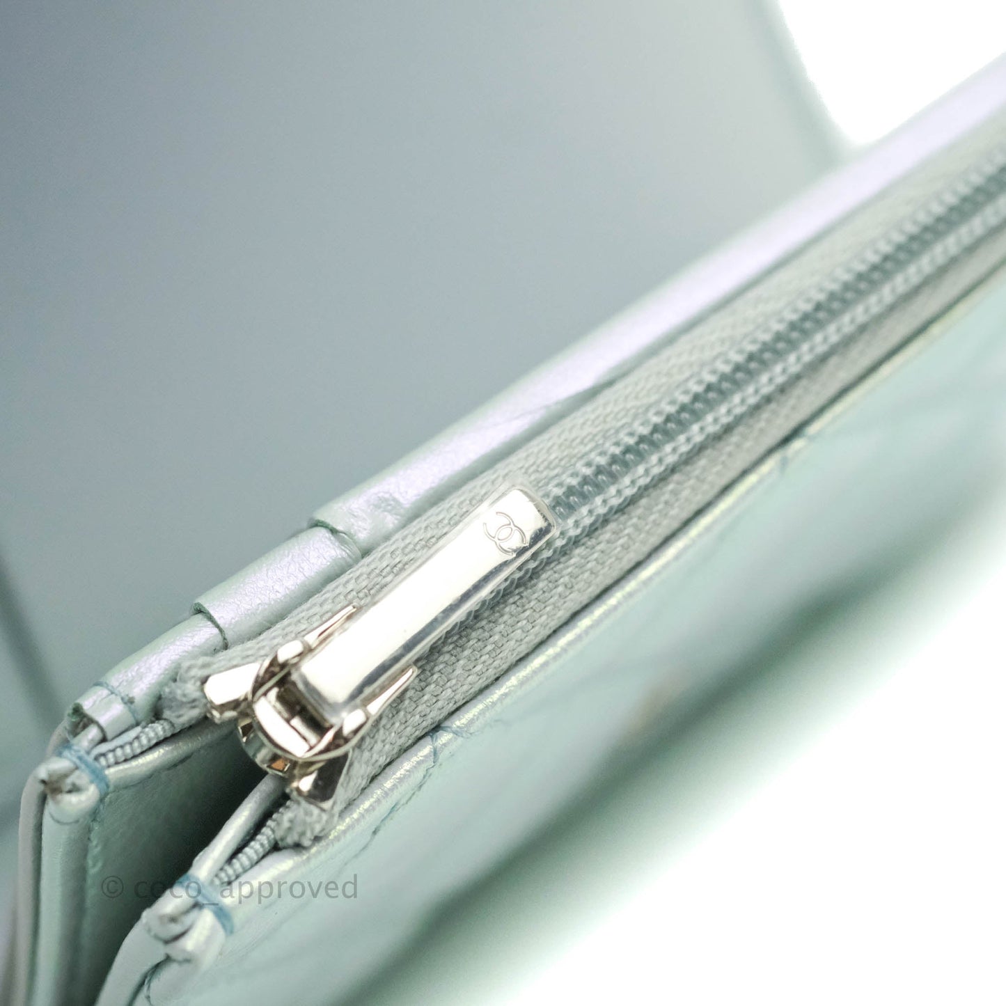 Chanel Classic Short Flap Wallet Iridescent Light Blue Calfskin Silver Hardware 21K