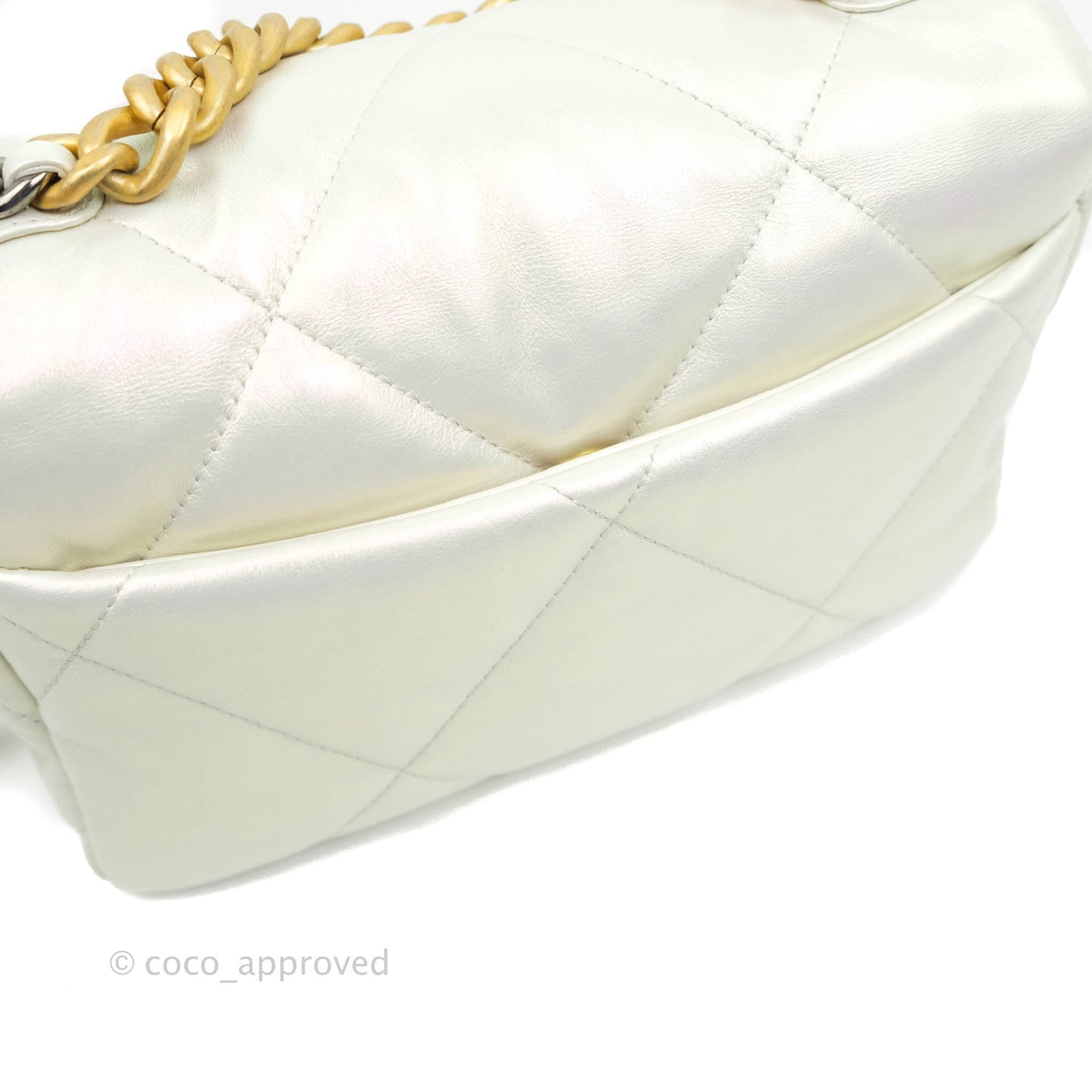 Chanel 19 Small Iridescent White Mixed Hardware