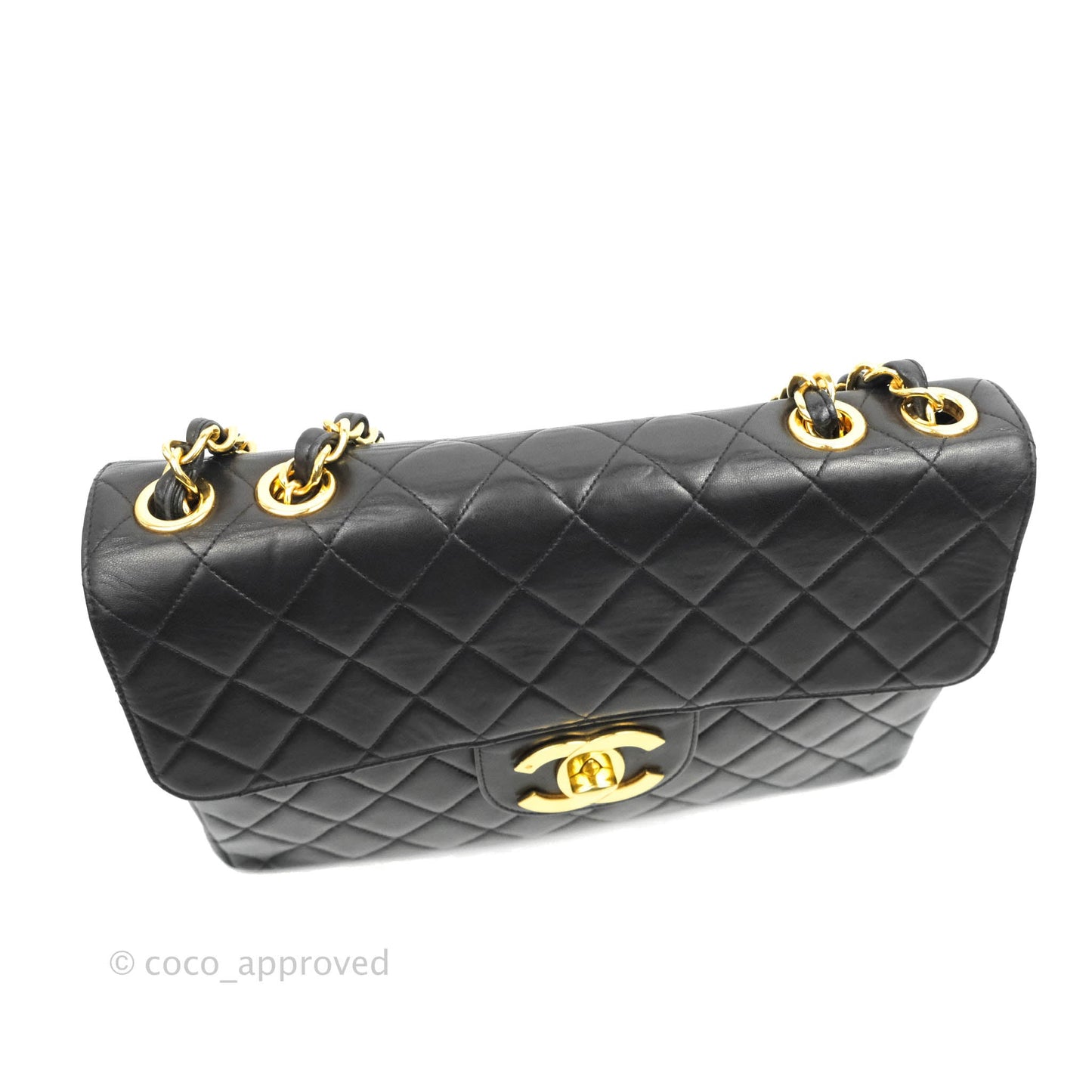 Chanel Vintage Jumbo Single Flap Black Lambskin 24K Gold Hardware