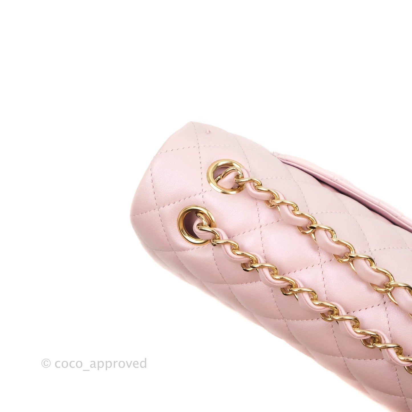Chanel Quilted M/L Medium Double Flap Bag Iridescent Pink Calfskin Gold Hardware 21S
