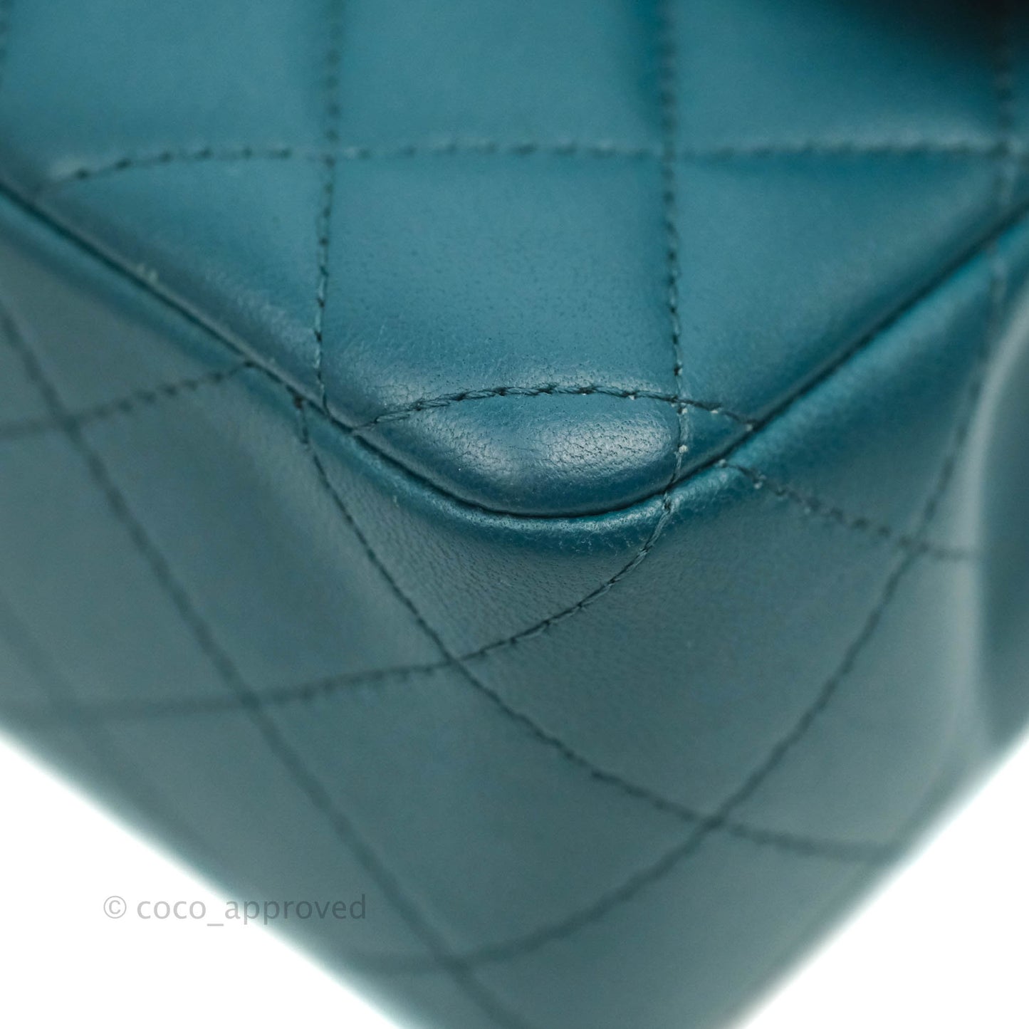 Chanel Classic Mini Rectangular Flap Teal Lambskin Silver Hardware