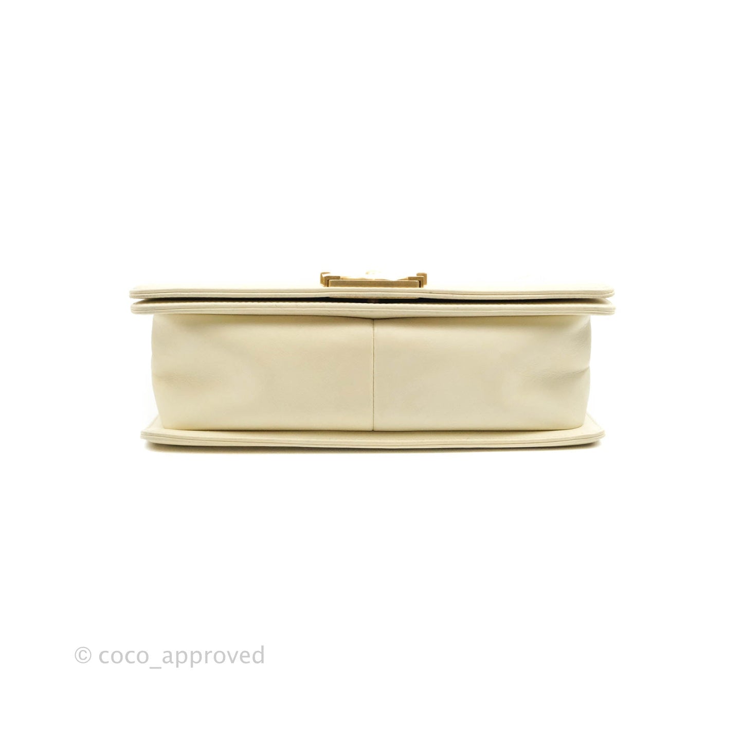 Chanel Medium Chevron Boy Light Beige Calfskin Caviar Aged Gold Hardware