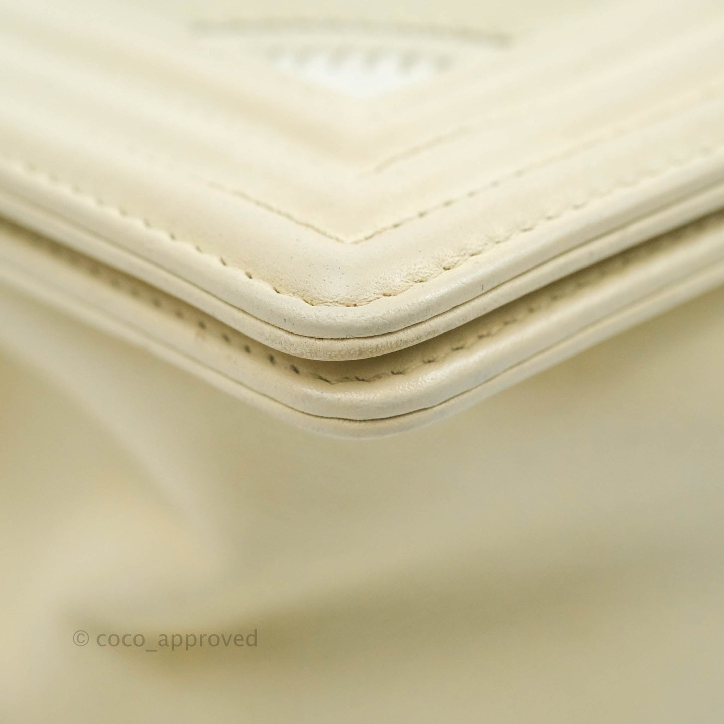 Chanel Medium Chevron Boy Light Beige Calfskin Caviar Aged Gold Hardware