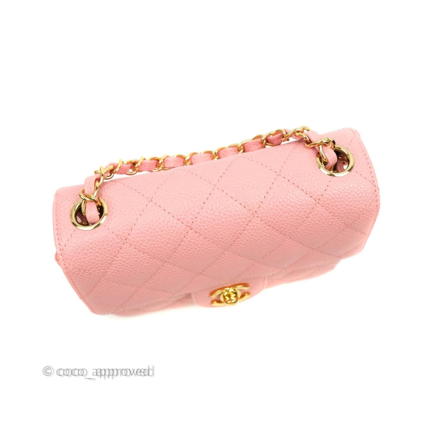 Chanel Vintage Quilted Mini Square Flap Pink Caviar 24K Gold Hardware