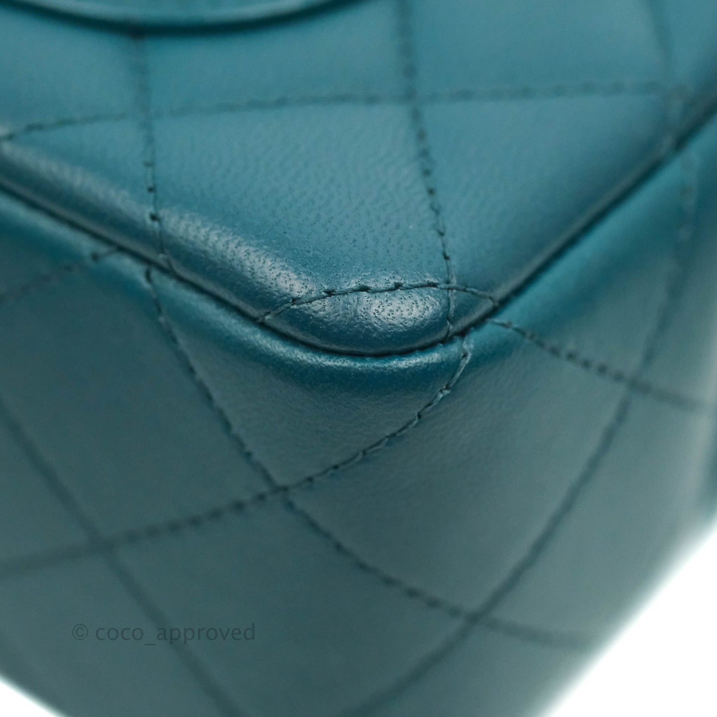 Chanel Classic Mini Rectangular Flap Teal Lambskin Silver Hardware