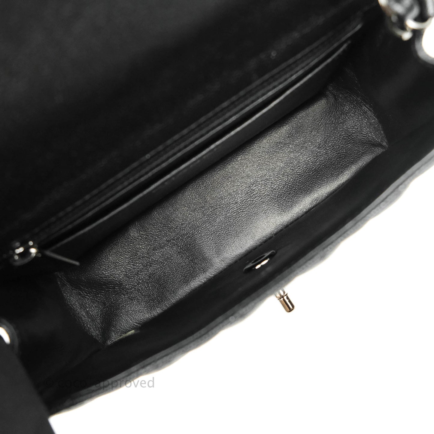 Chanel Quilted Mini Rectangular Iridescent Black Caviar Gun Metal 18C