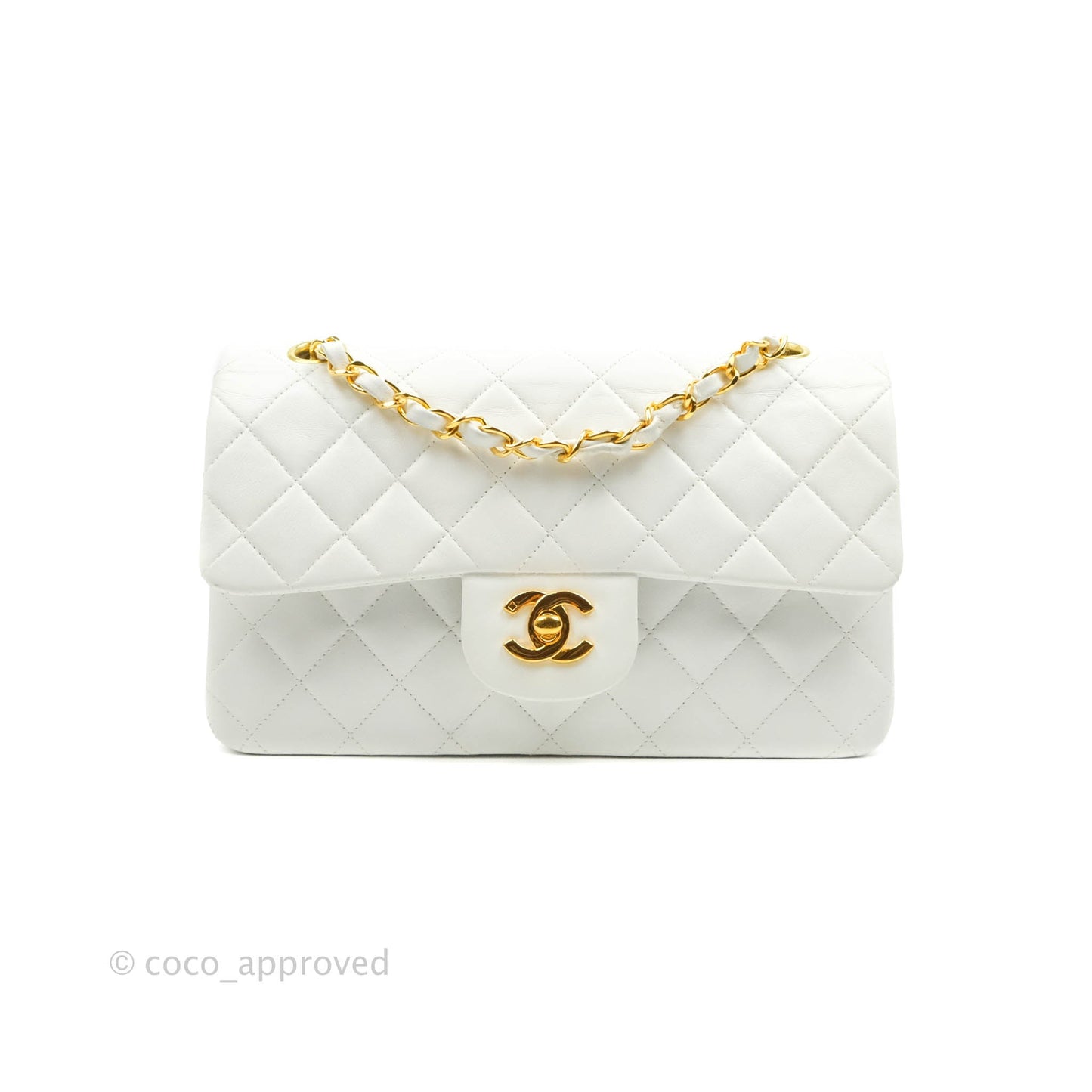 Chanel Classic Vintage Small S/M Flap White Lambskin 24K Gold Hardware