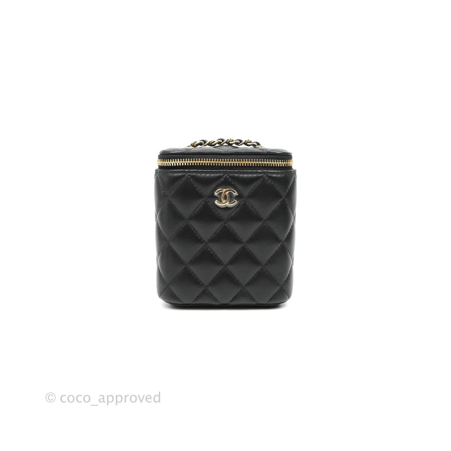 Chanel Classic Mini Vanity With Chain Black Lambskin Gold Hardware