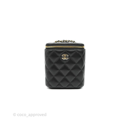 Chanel Classic Mini Vanity With Chain Black Lambskin Gold Hardware