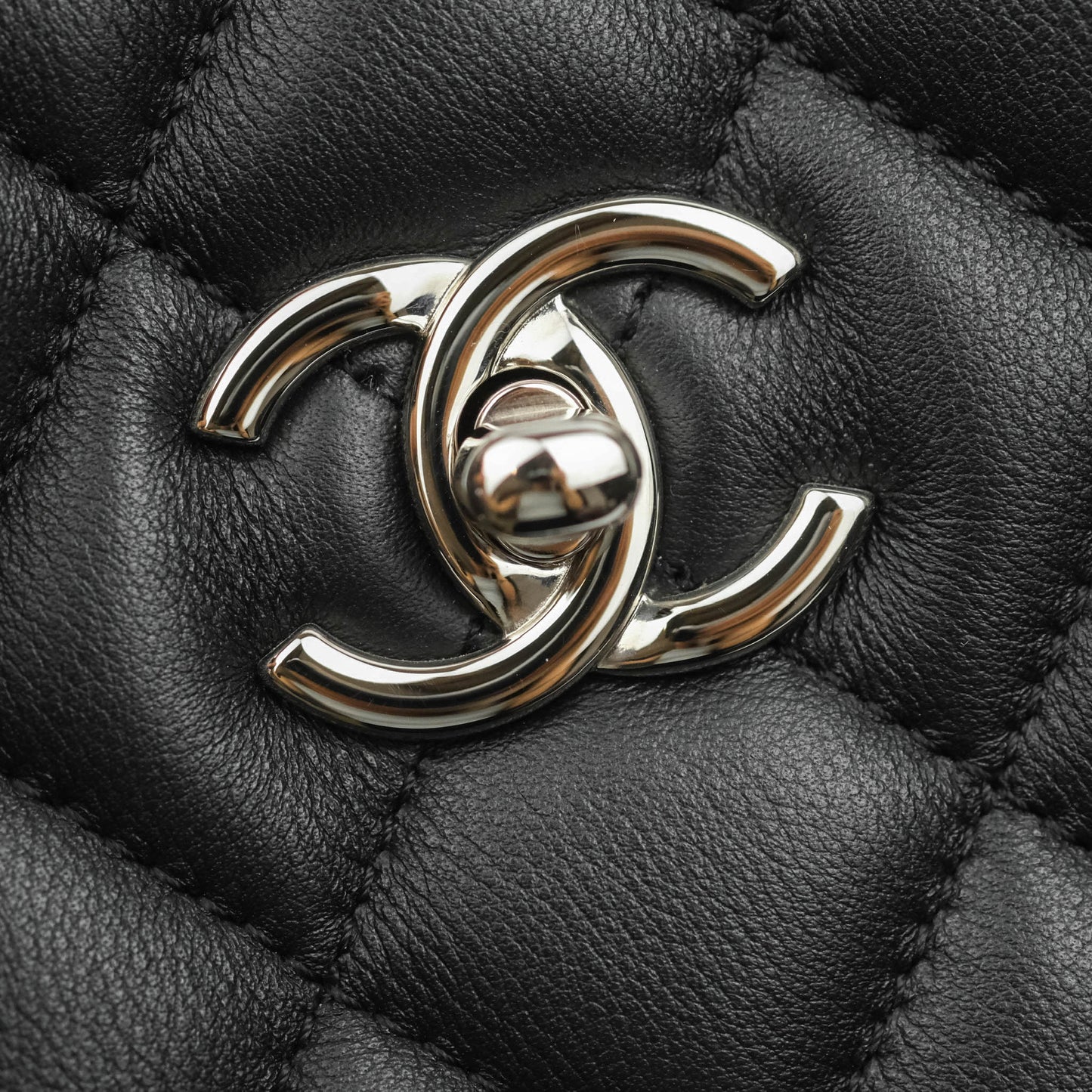 Chanel Classic Quilted Black Calfskin Shopping Bag Silver Hardware