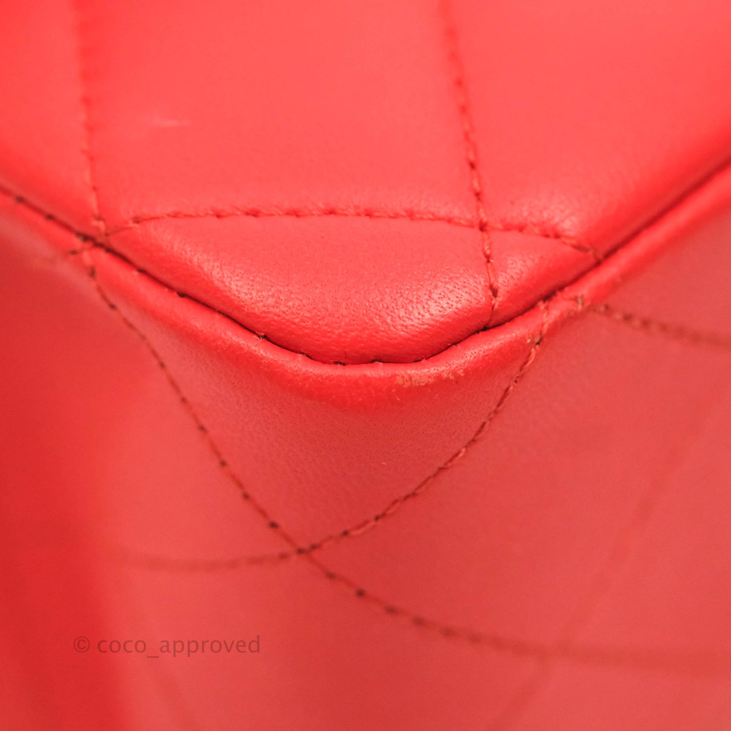 Chanel Classic M/L Medium Double Flap Poppy Red Lambskin Silver Hardware