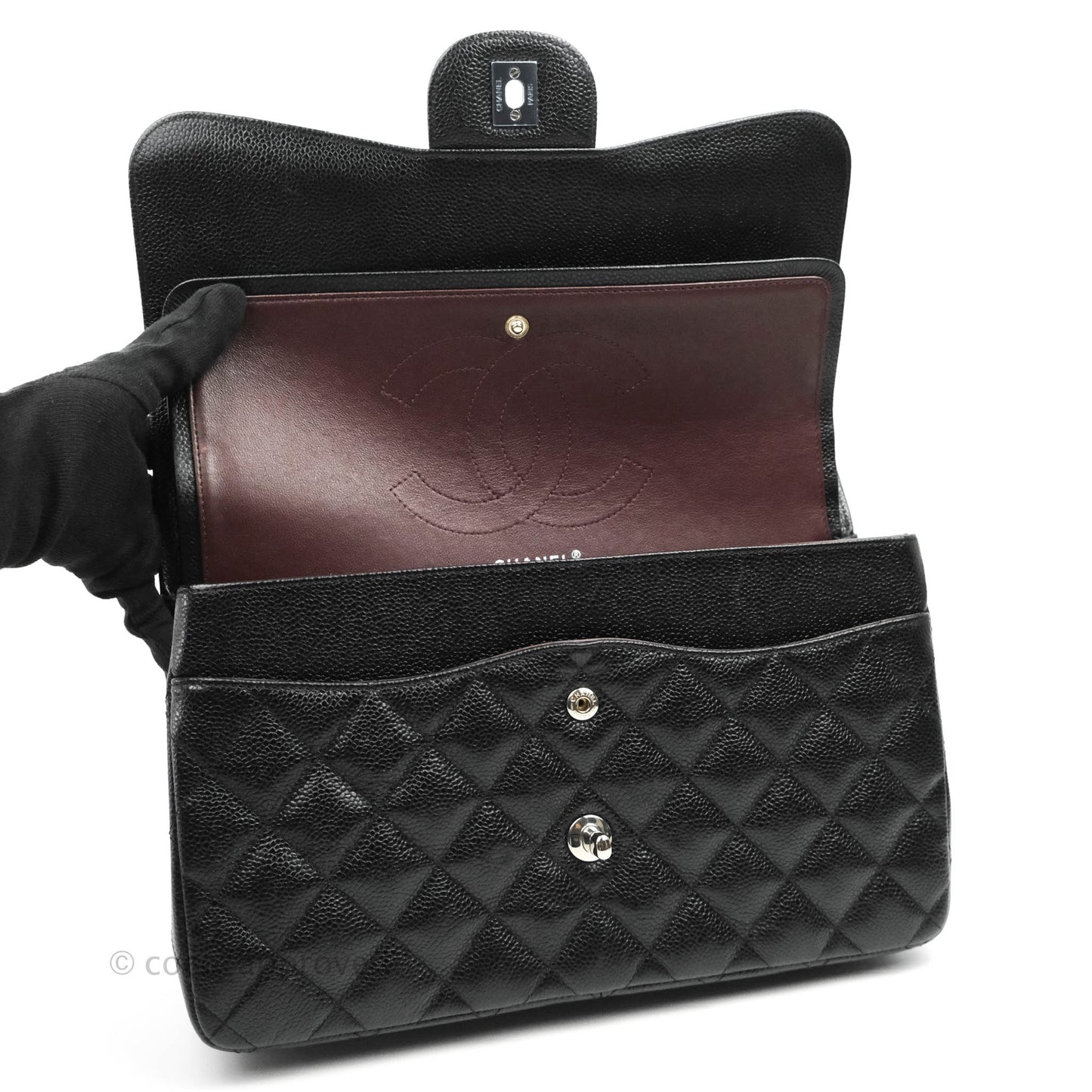 Chanel Jumbo Double Flap Black Caviar Silver Hardware⁣⁣