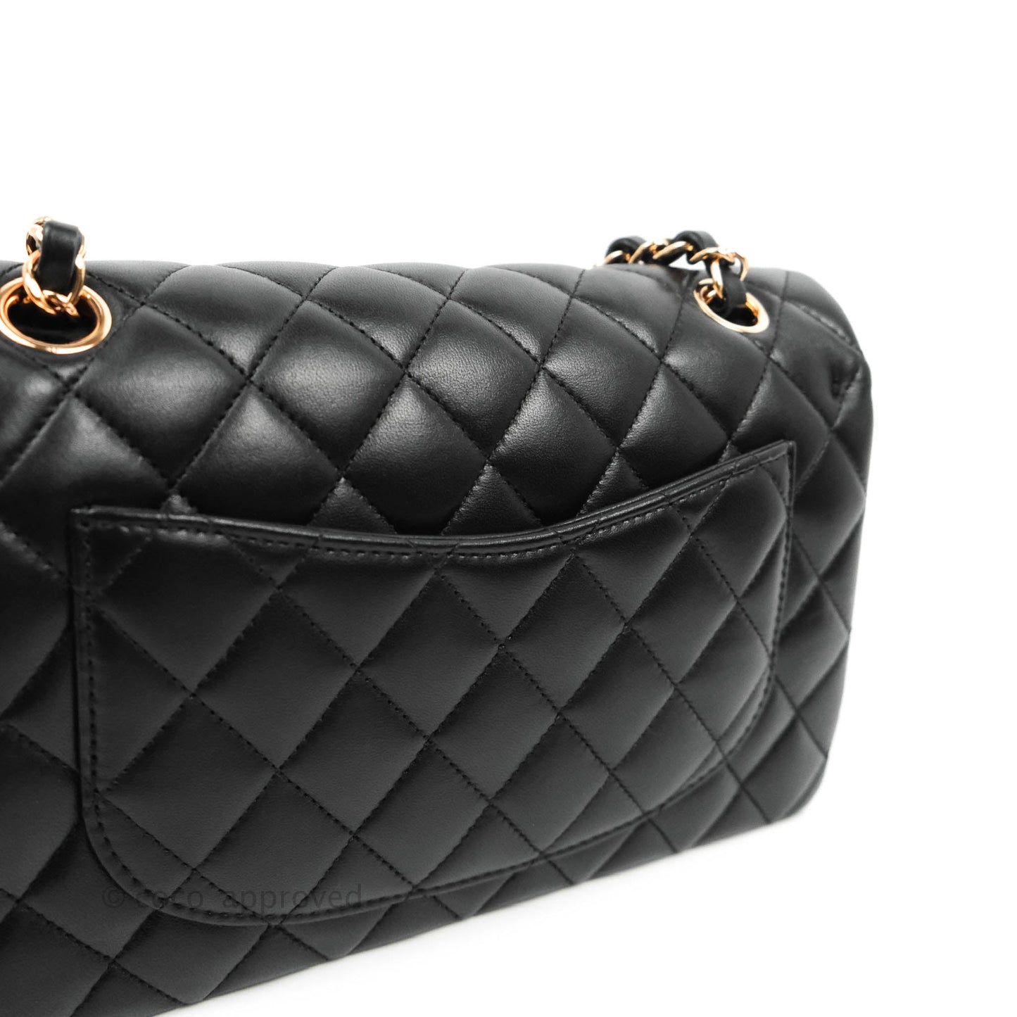Chanel Classic Small S/M Flap Black Lambskin Rose Pink-Gold Hardware