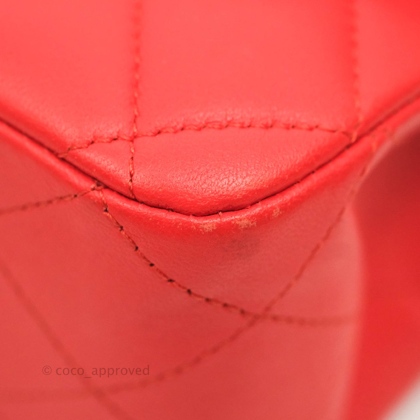 Chanel Classic M/L Medium Double Flap Poppy Red Lambskin Silver Hardware