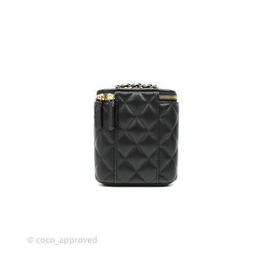 Chanel Classic Mini Vanity With Chain Black Lambskin Gold Hardware