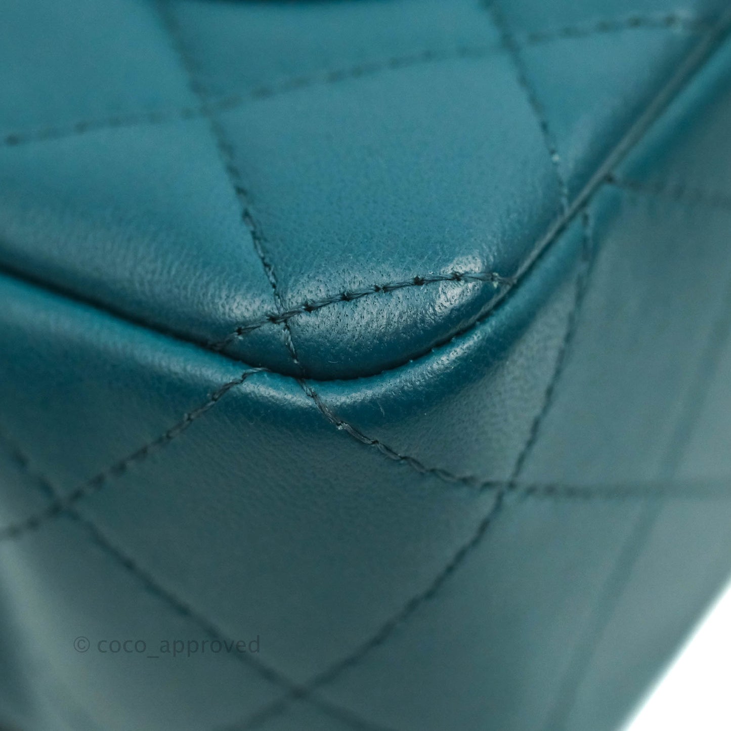 Chanel Classic Mini Rectangular Flap Teal Lambskin Silver Hardware