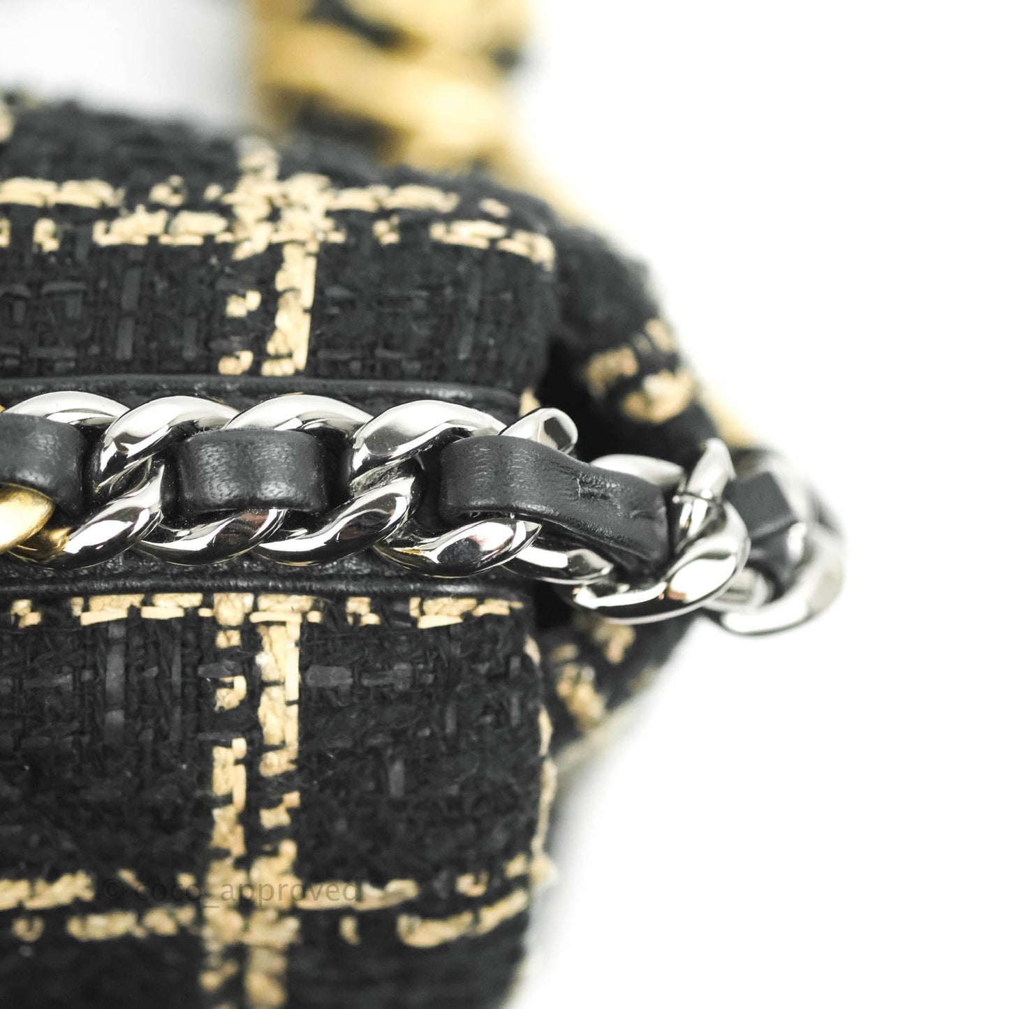 Chanel 19 Medium Beige Black Tweed Mixed Hardware