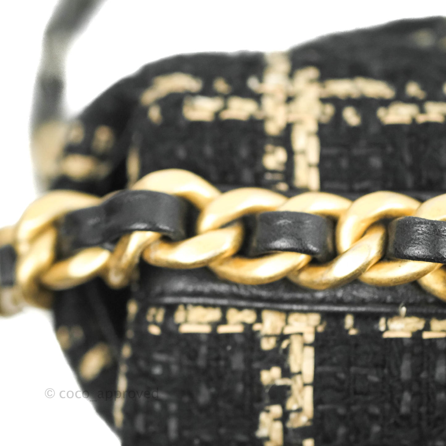 Chanel 19 Medium Beige Black Tweed Mixed Hardware