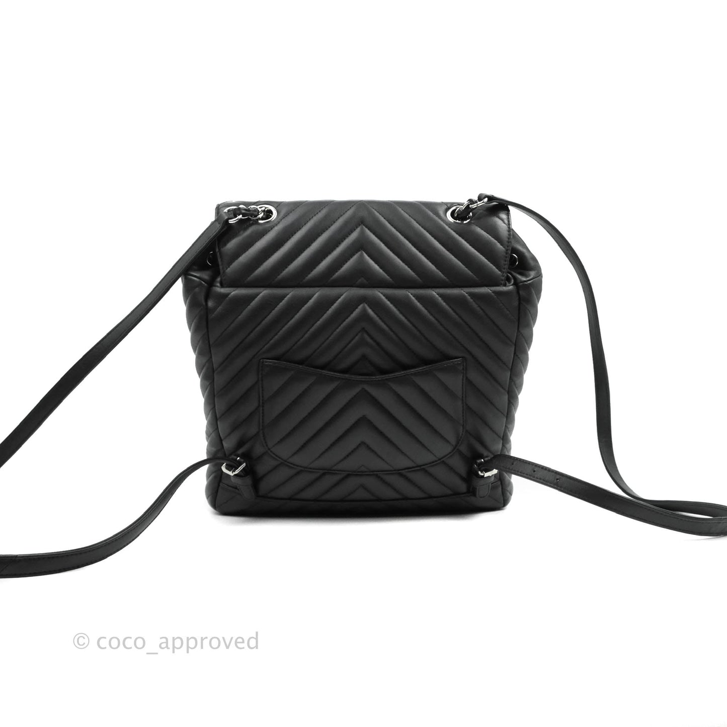 Chanel Medium Chevron Urban Spirit Backpack Black Calfskin Silver Hardware