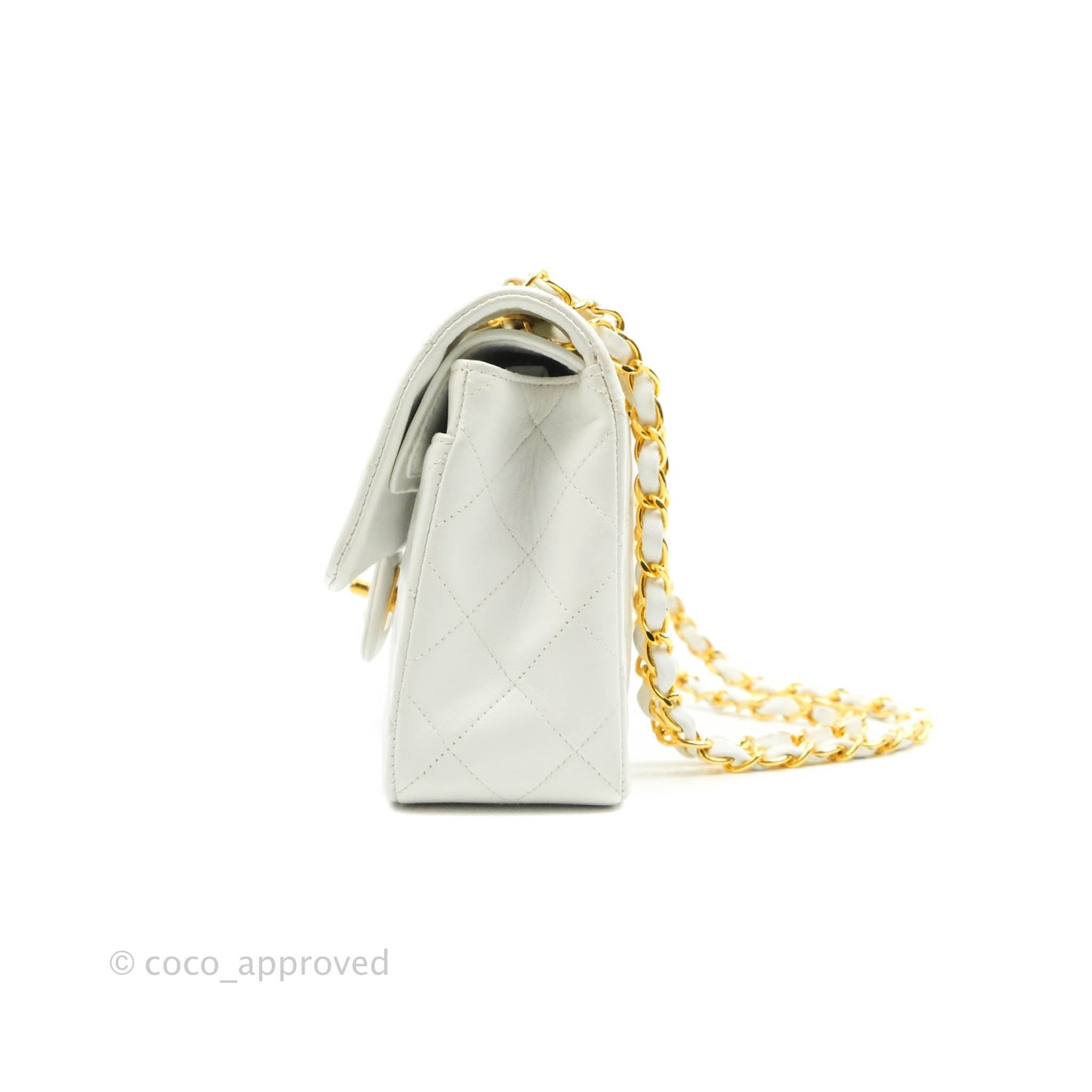 Chanel Classic Vintage Small S/M Flap White Lambskin 24K Gold Hardware