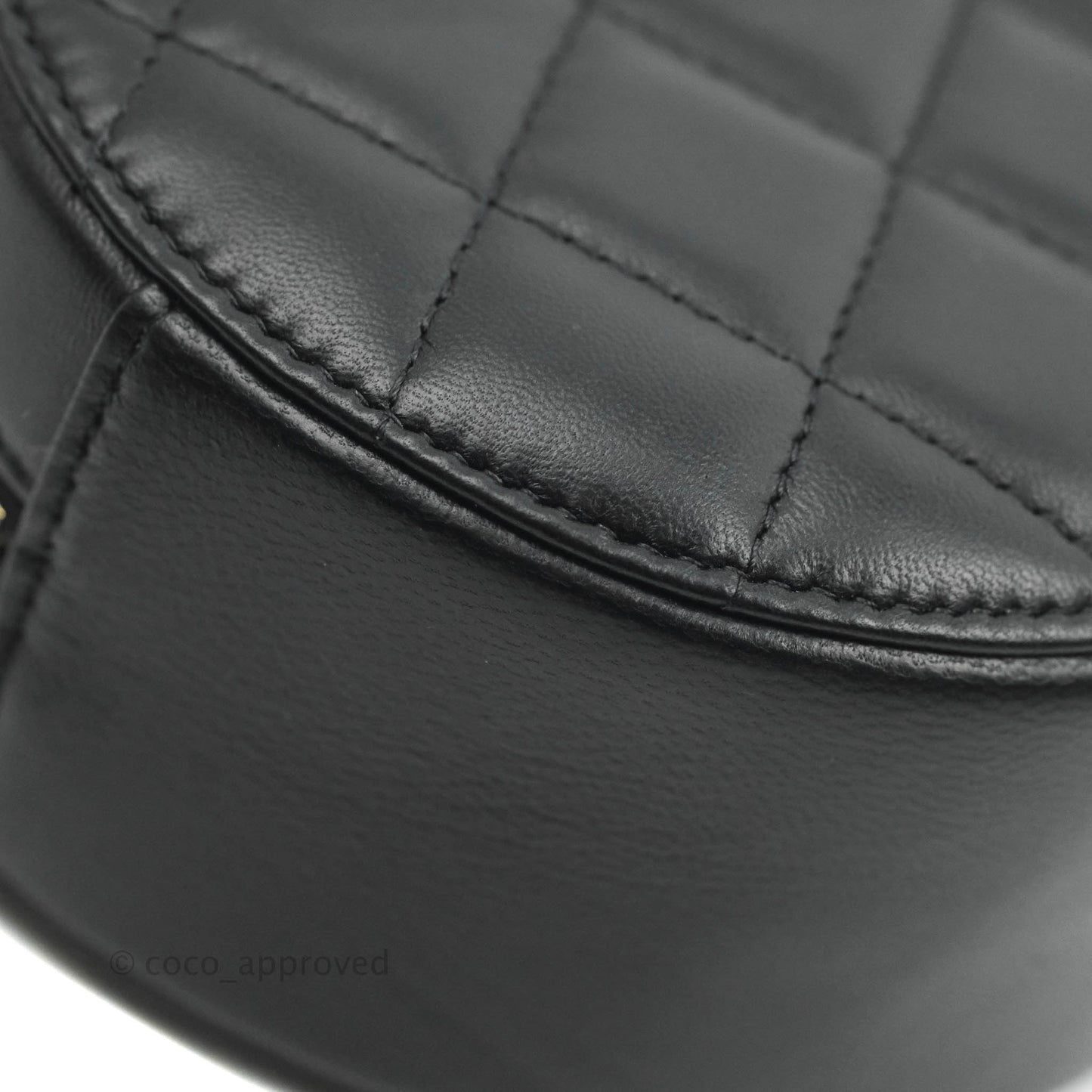 Chanel Quilted Round Pearl Crush Clutch With Chain Black Lambskin Gold Hardware
