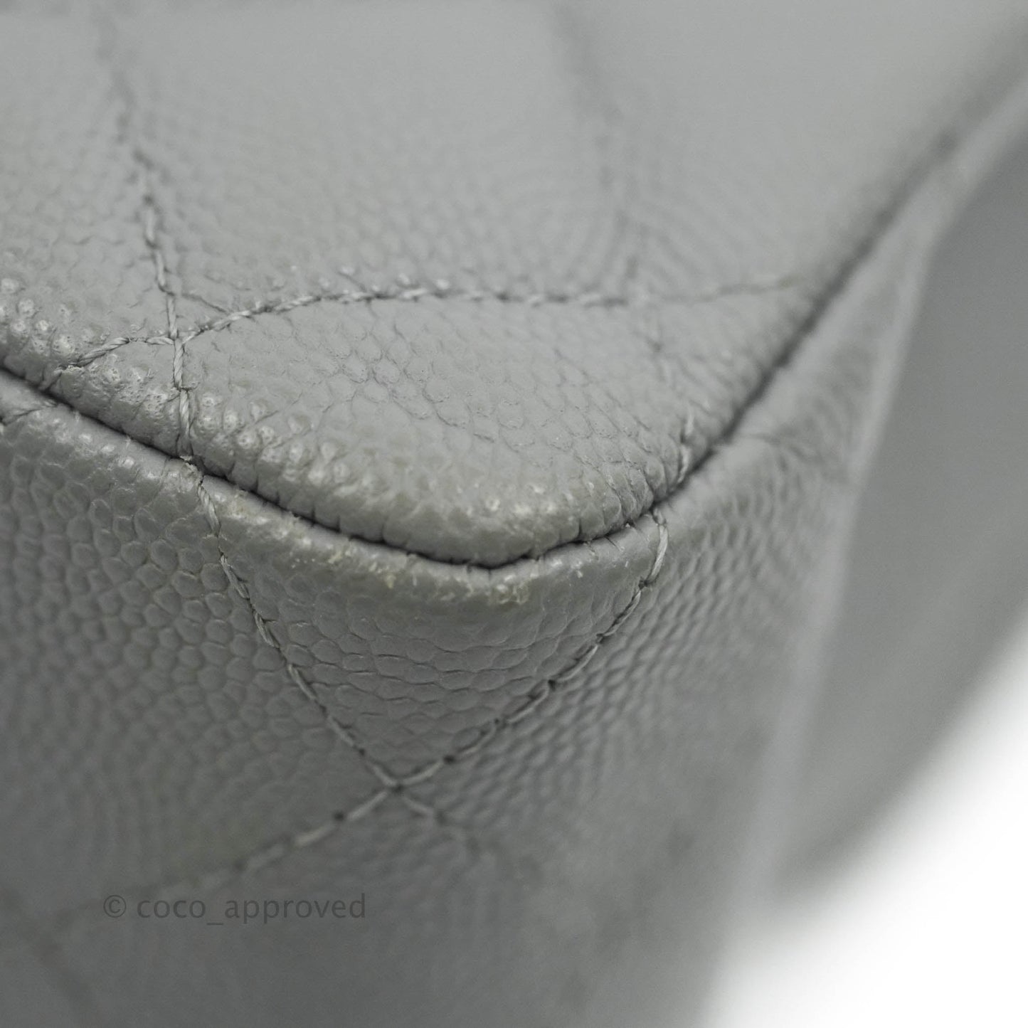 Chanel Small Classic Quilted Flap Grey Caviar Gold Hardware 20C