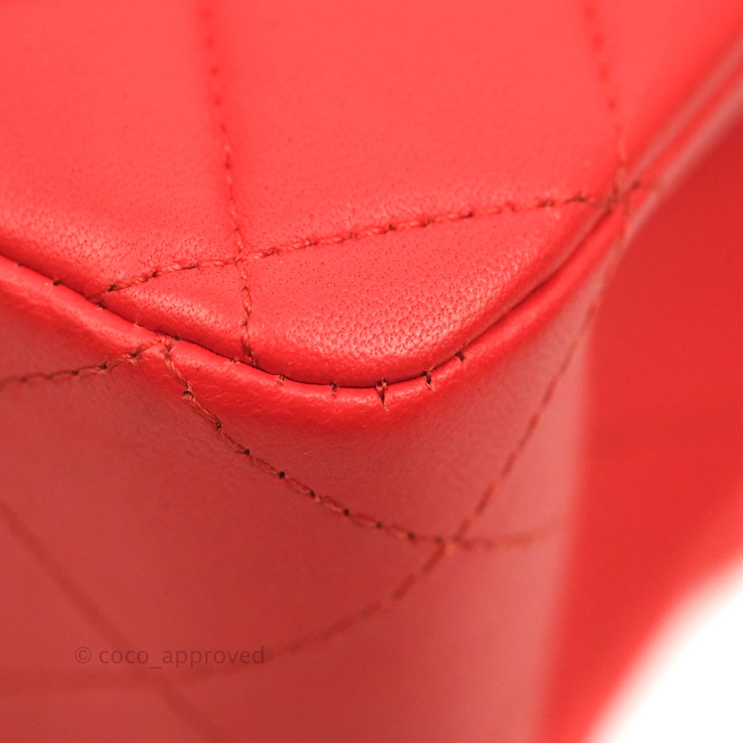 Chanel Classic M/L Medium Double Flap Poppy Red Lambskin Silver Hardware
