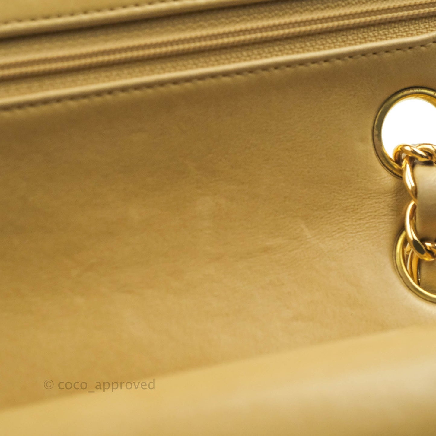 Chanel Vintage Classic M/L Medium Double Flap Bag Beige Lambskin 24K Gold Hardware