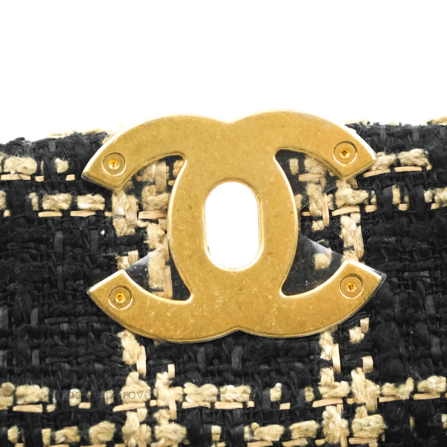 Chanel 19 Medium Beige Black Tweed Mixed Hardware