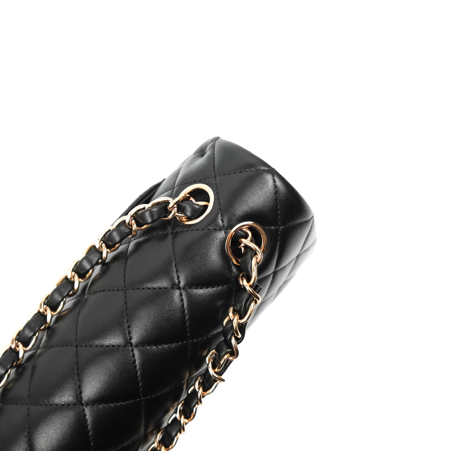 Chanel Classic Small S/M Flap Black Lambskin Rose Pink-Gold Hardware