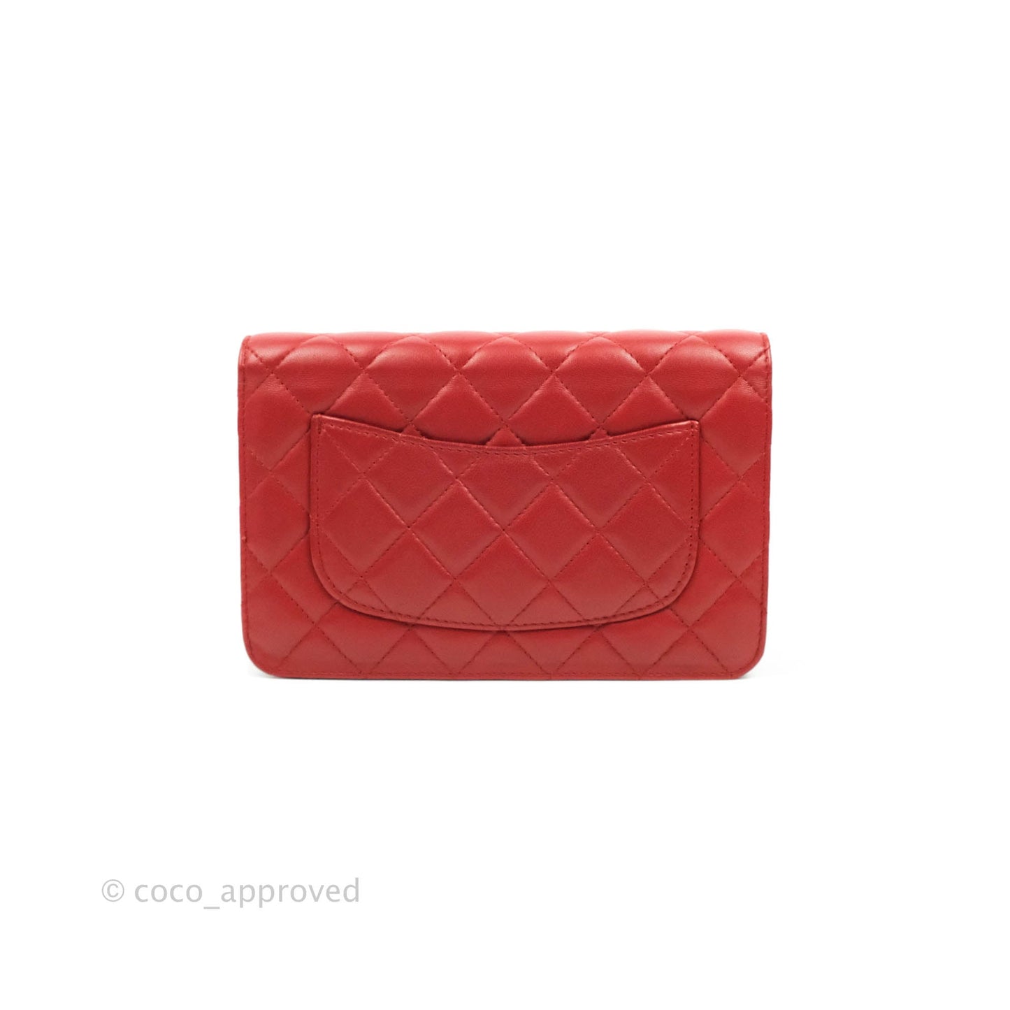 Chanel Quilted Wallet on Chain WOC Red Lambskin Silver Hardware
