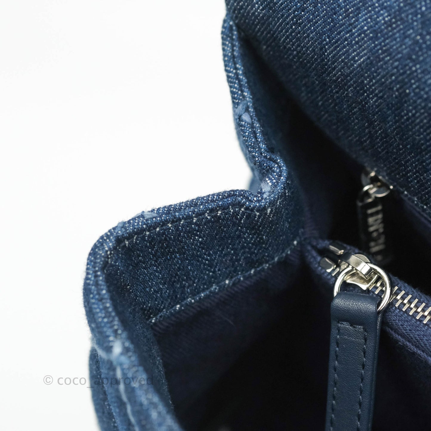 Chanel Medium (Small) Quilted Coco Handle Flap Navy Denim Silver Hardware